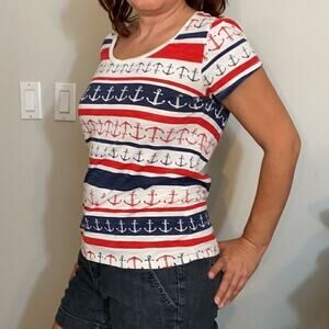 Banana Republic Red White & Blue Anchor Tee  S